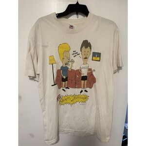 VTG Beavis & Butthead T-Shirt Art MTV 1993 Size Large Faded 1990s Huh